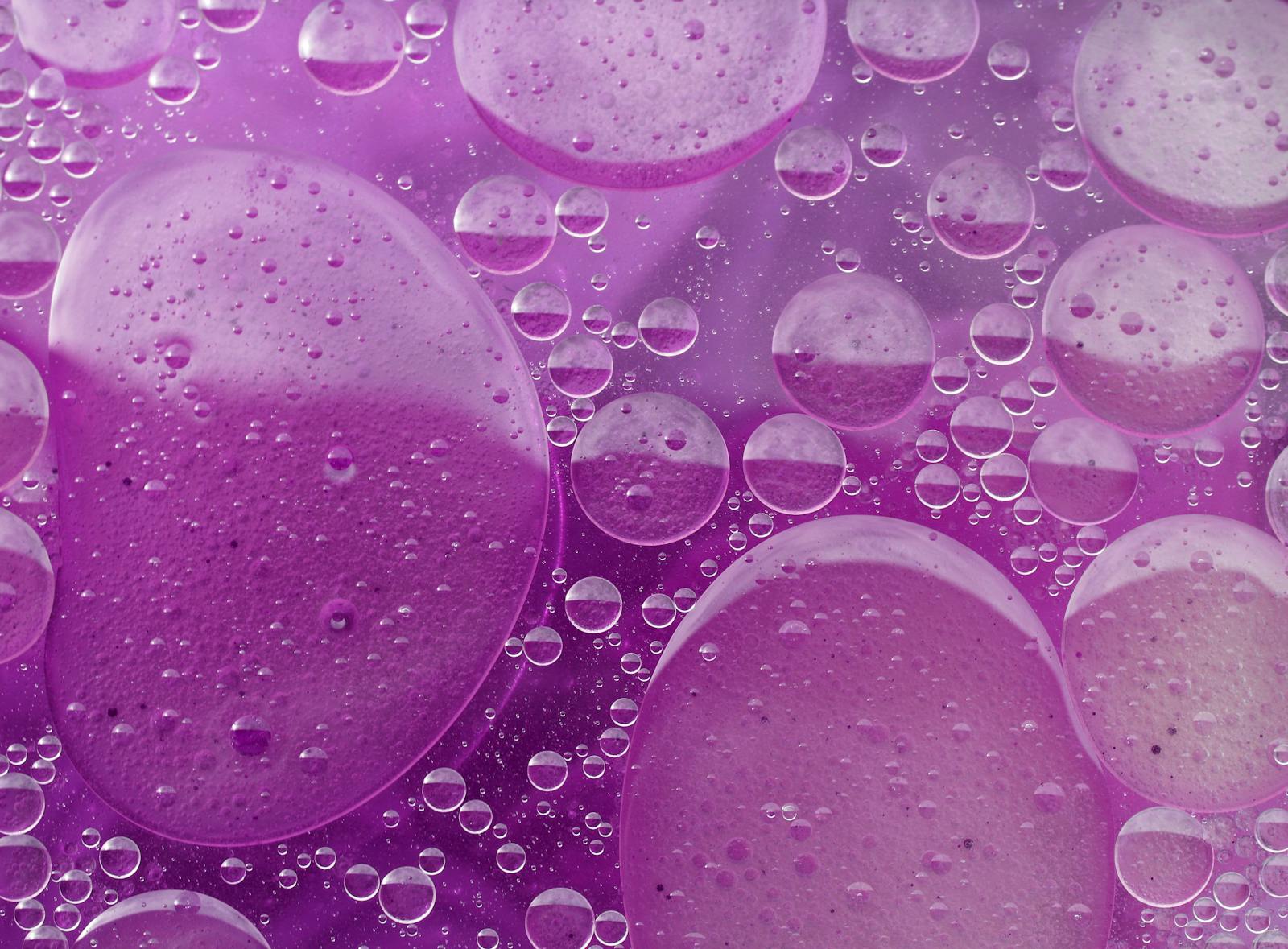 Vibrant Abstract Purple Oil and Water Bubbles